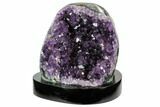Tall, Amethyst Cluster With Wood Base - Uruguay #121480-1